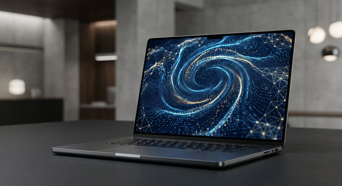 Modern Scottsdale web design hero section with WebGL 3D animation on laptop screen — C Dell digital agency