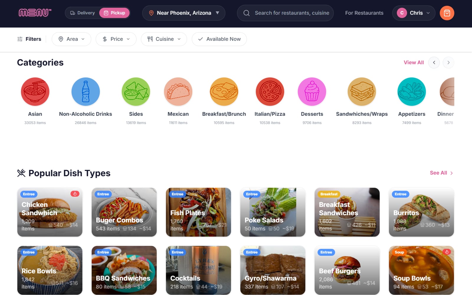Menu.com — product screenshot